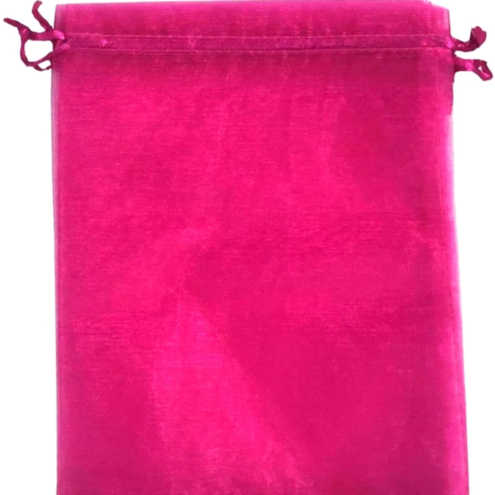 ✅️10 ct    12x16 XL  Hot Pink Sheer Organza  Bags Drawstring.